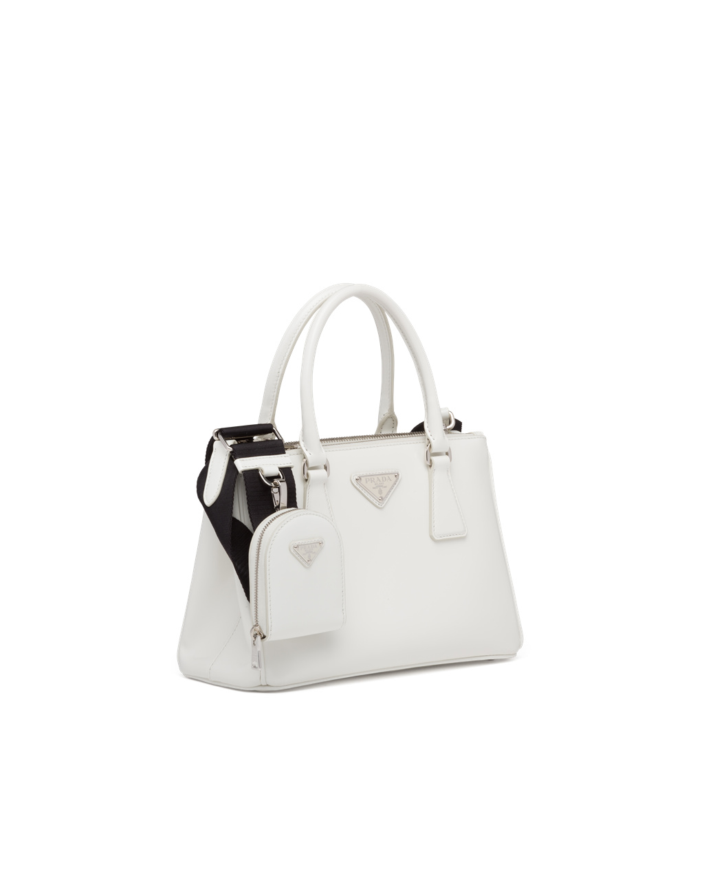 Prada Prada Galleria Brushed Leather Small Bag White N | 3968MQWCF