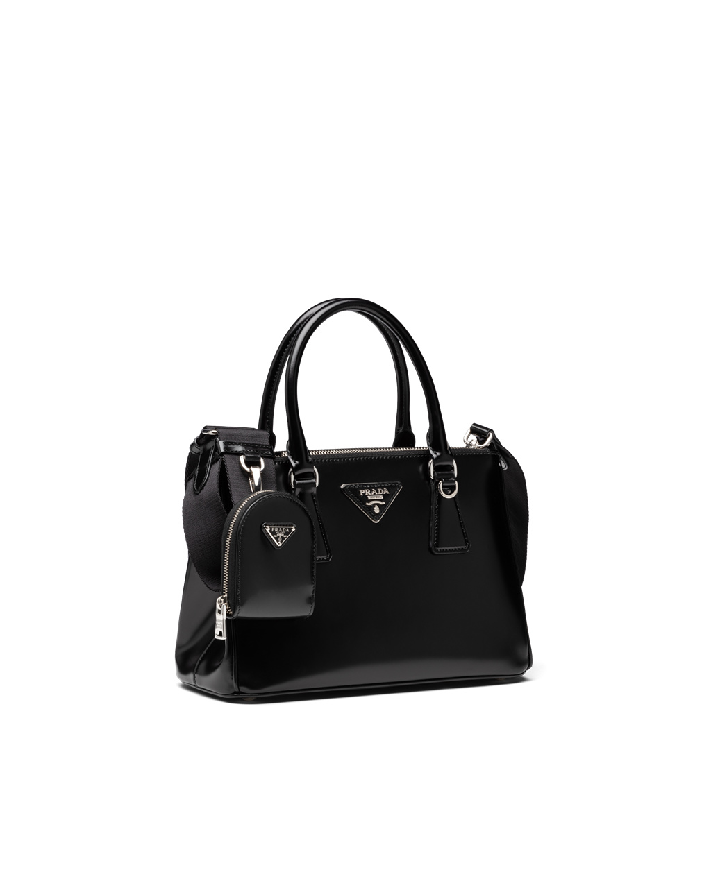 Prada Prada Galleria Brushed Leather Small Bag Black | 8973UQXYG