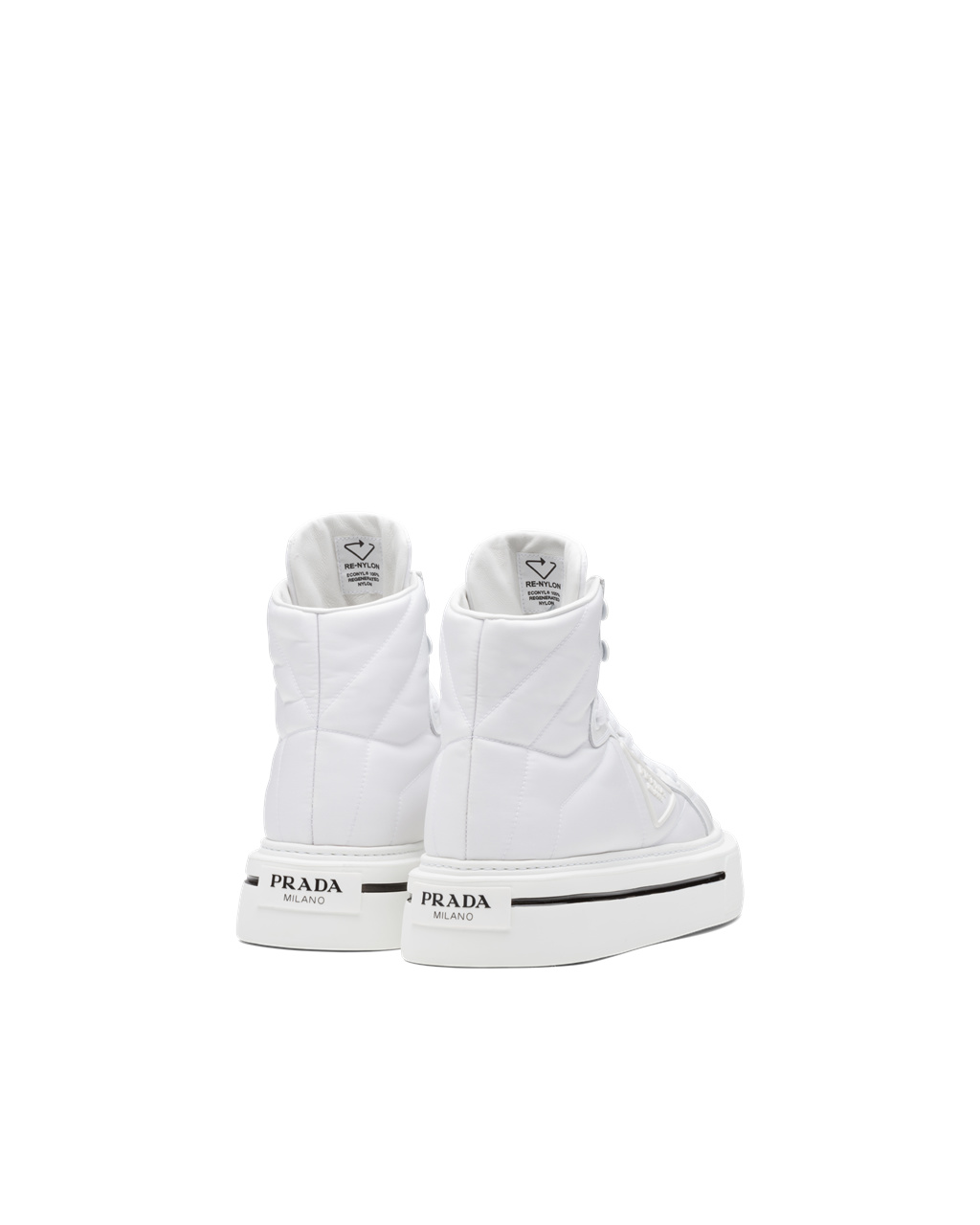 Prada Prada Macro Re-nylon And Brushed Leather High-top Sneakers White | 3462NSROZ