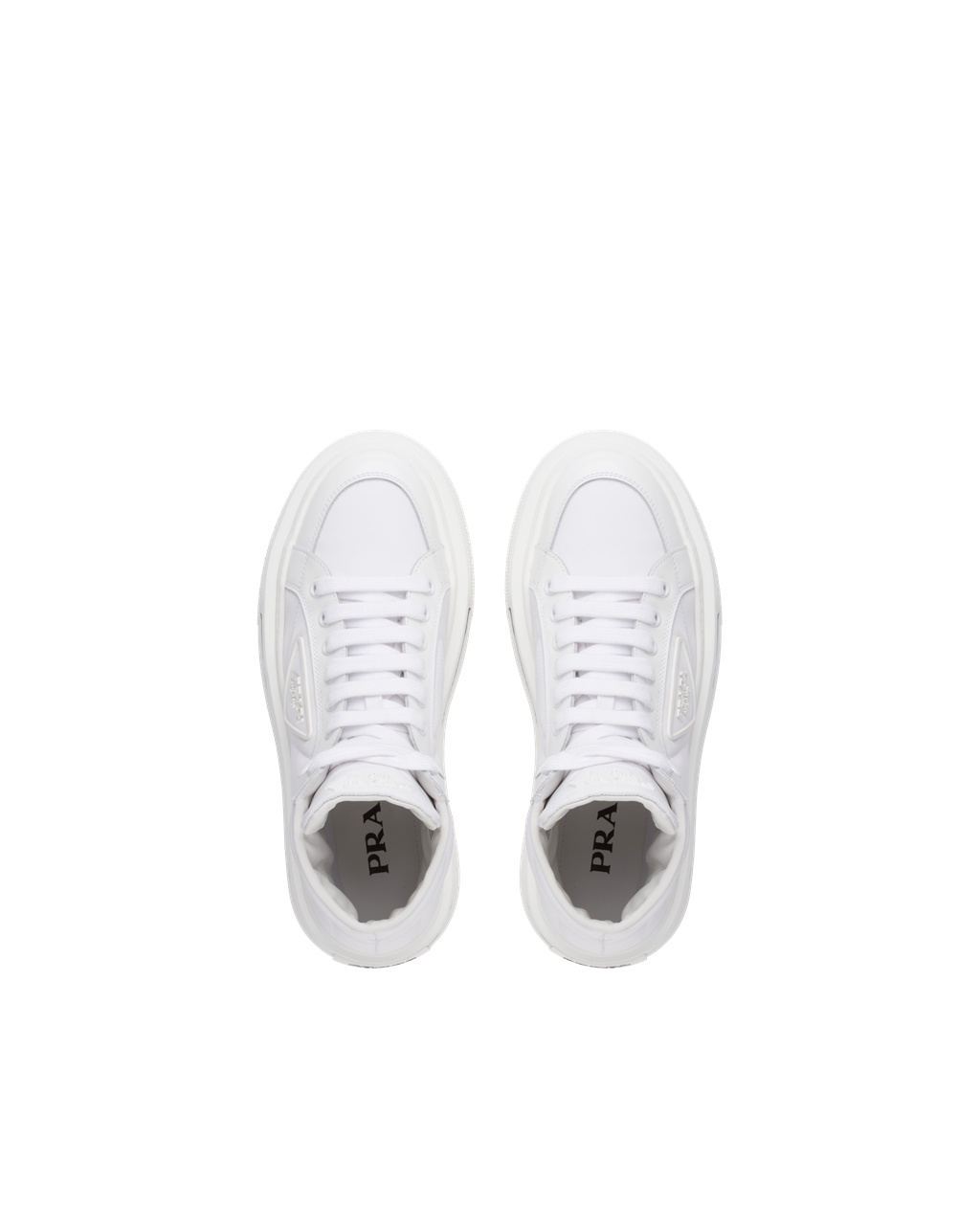 Prada Prada Macro Re-nylon And Brushed Leather High-top Sneakers White | 3462NSROZ