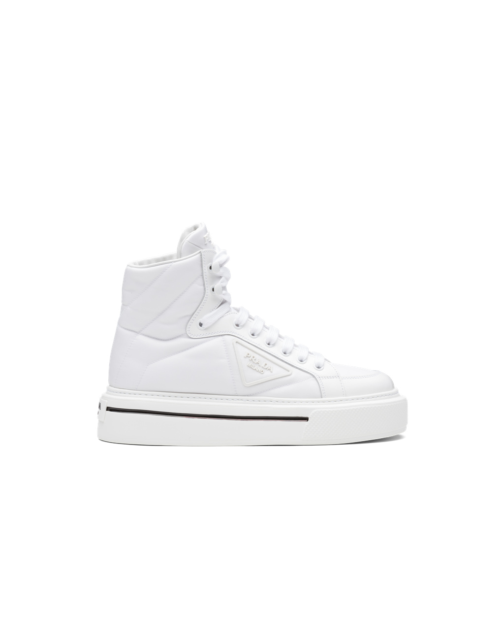 Prada Prada Macro Re-nylon And Brushed Leather High-top Sneakers White | 3462NSROZ