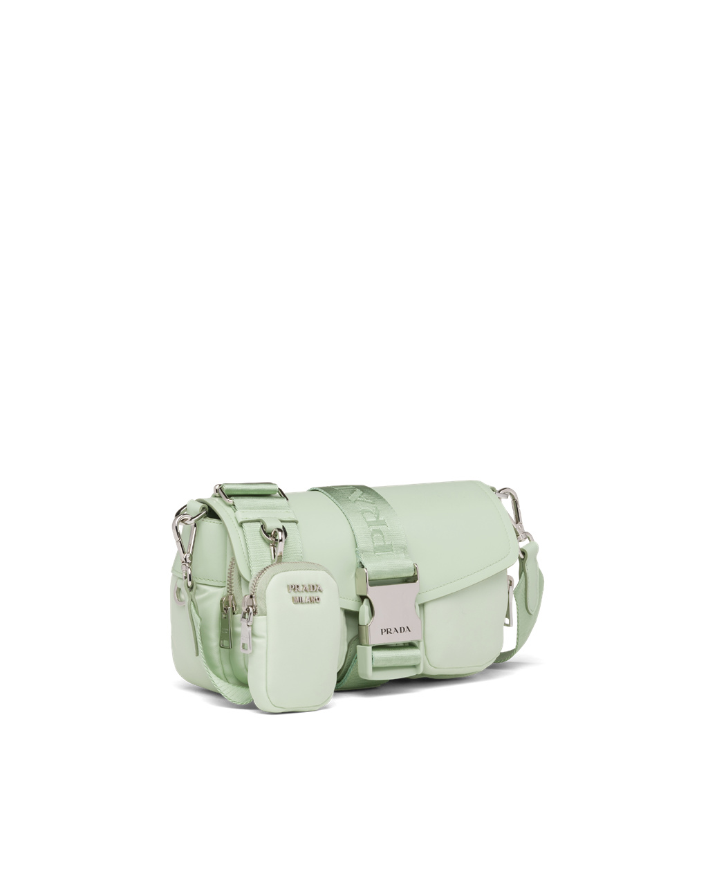 Prada Prada Pocket Nylon And Brushed Leather Bag Aqua | 0638NELXF