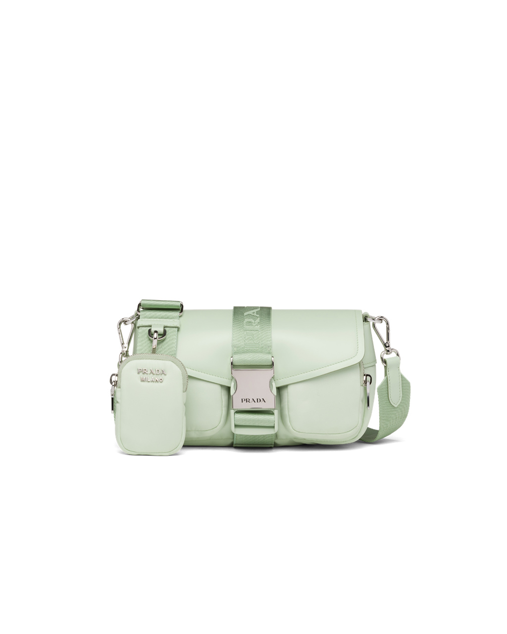 Prada Prada Pocket Nylon And Brushed Leather Bag Aqua | 0638NELXF