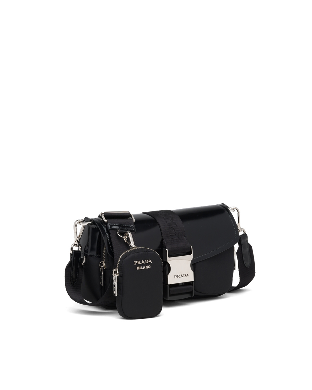 Prada Prada Pocket Nylon And Brushed Leather Bag Black | 7369IDTJE