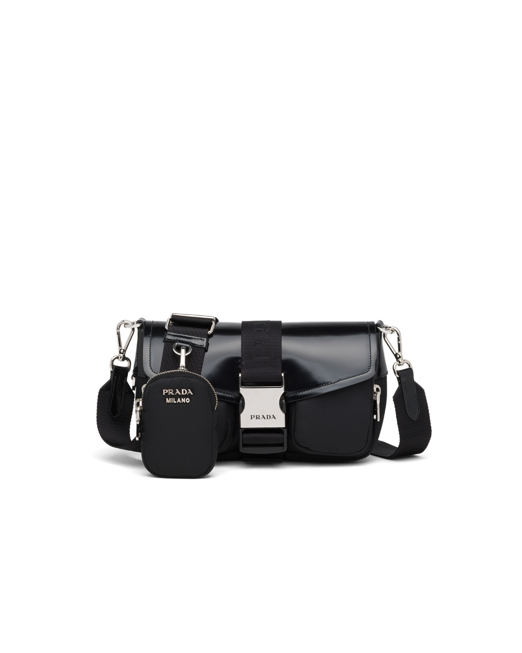 Prada Prada Pocket Nylon And Brushed Leather Bag Black | 7369IDTJE