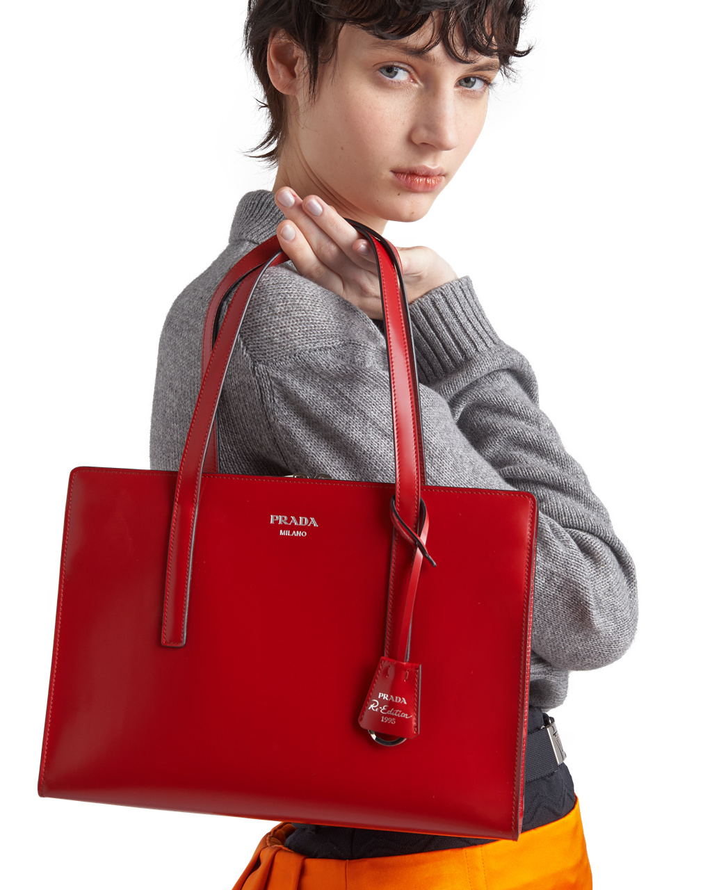 Prada Prada Re-edition 1995 Brushed-leather Medium Handbag Scarlet | 1645QCEMU