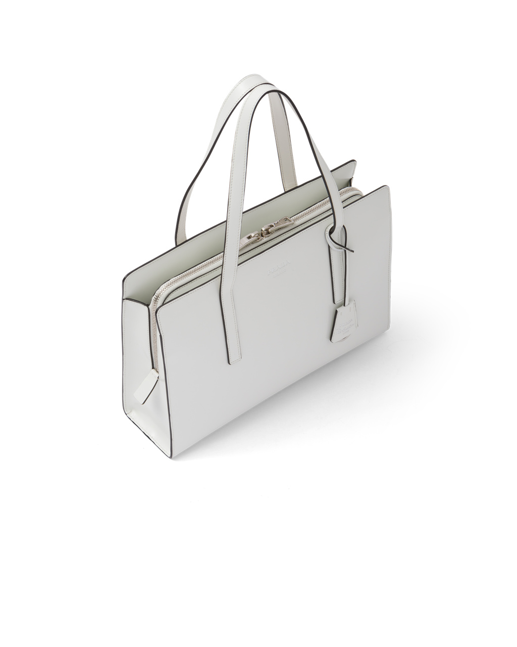 Prada Prada Re-edition 1995 Brushed-leather Medium Handbag White N | 8264QEKXT