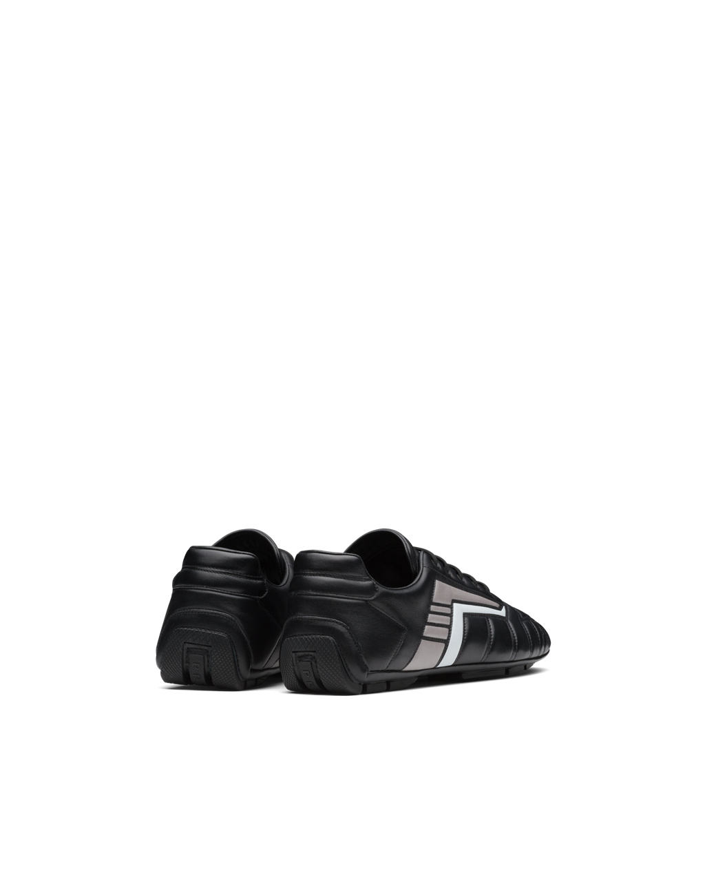 Prada Prada Rev Leather Sneakers Black / Gray | 9162GQEBU