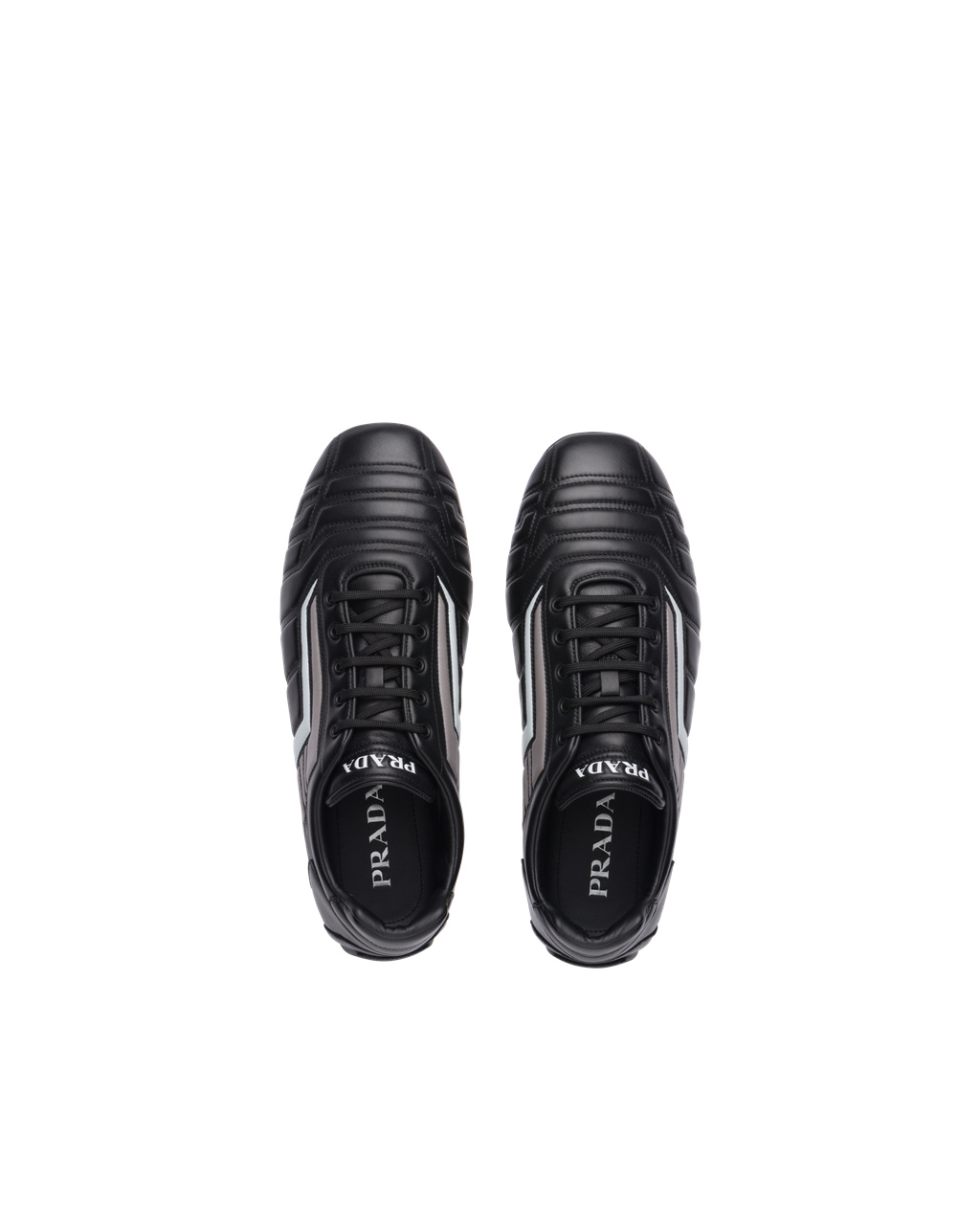 Prada Prada Rev Leather Sneakers Black / Gray | 9162GQEBU