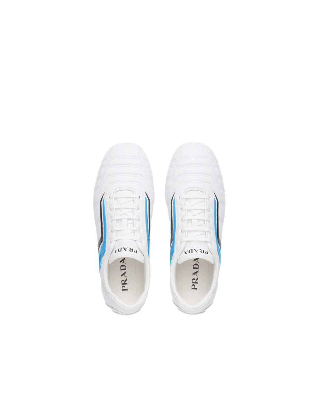 Prada Prada Rev Leather Sneakers White / Light Blue | 0276PUMVD