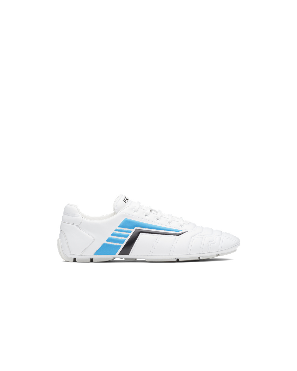 Prada Prada Rev Leather Sneakers White / Light Blue | 0276PUMVD