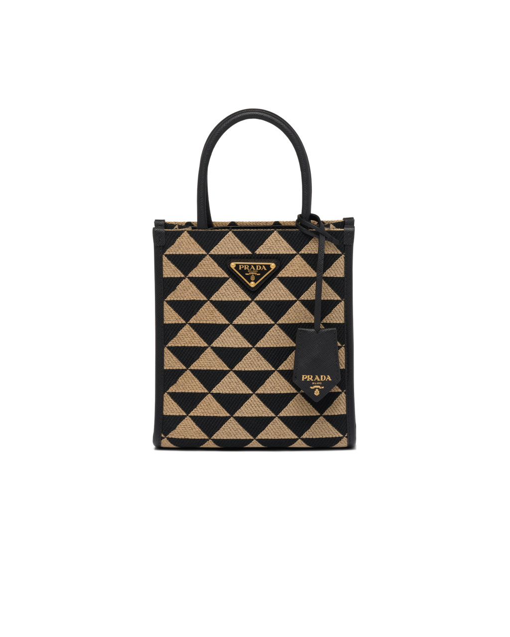 Prada Prada Symbole Jacquard Fabric Micro Bag Black / Beige | 1063UTJBL