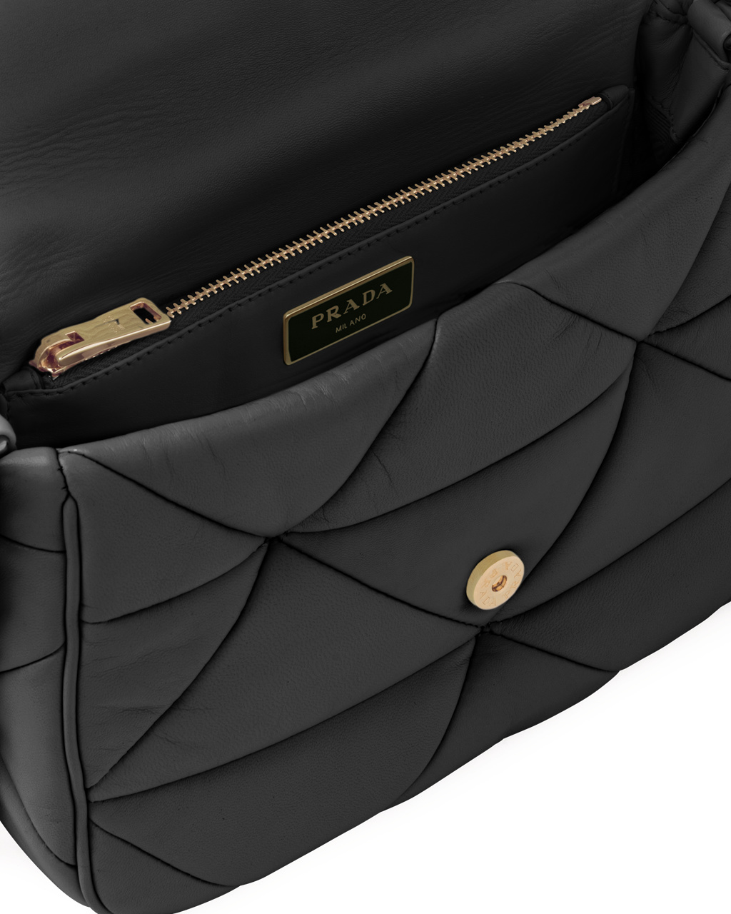 Prada Prada System Nappa Leather Patchwork Bag Black | 3580IJPVS