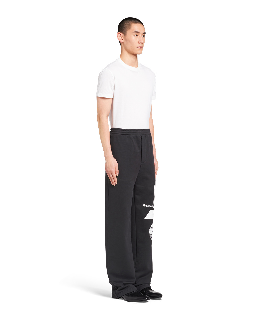 Prada Printed Cotton Fleece Pants Black / White | 2801PCSOH