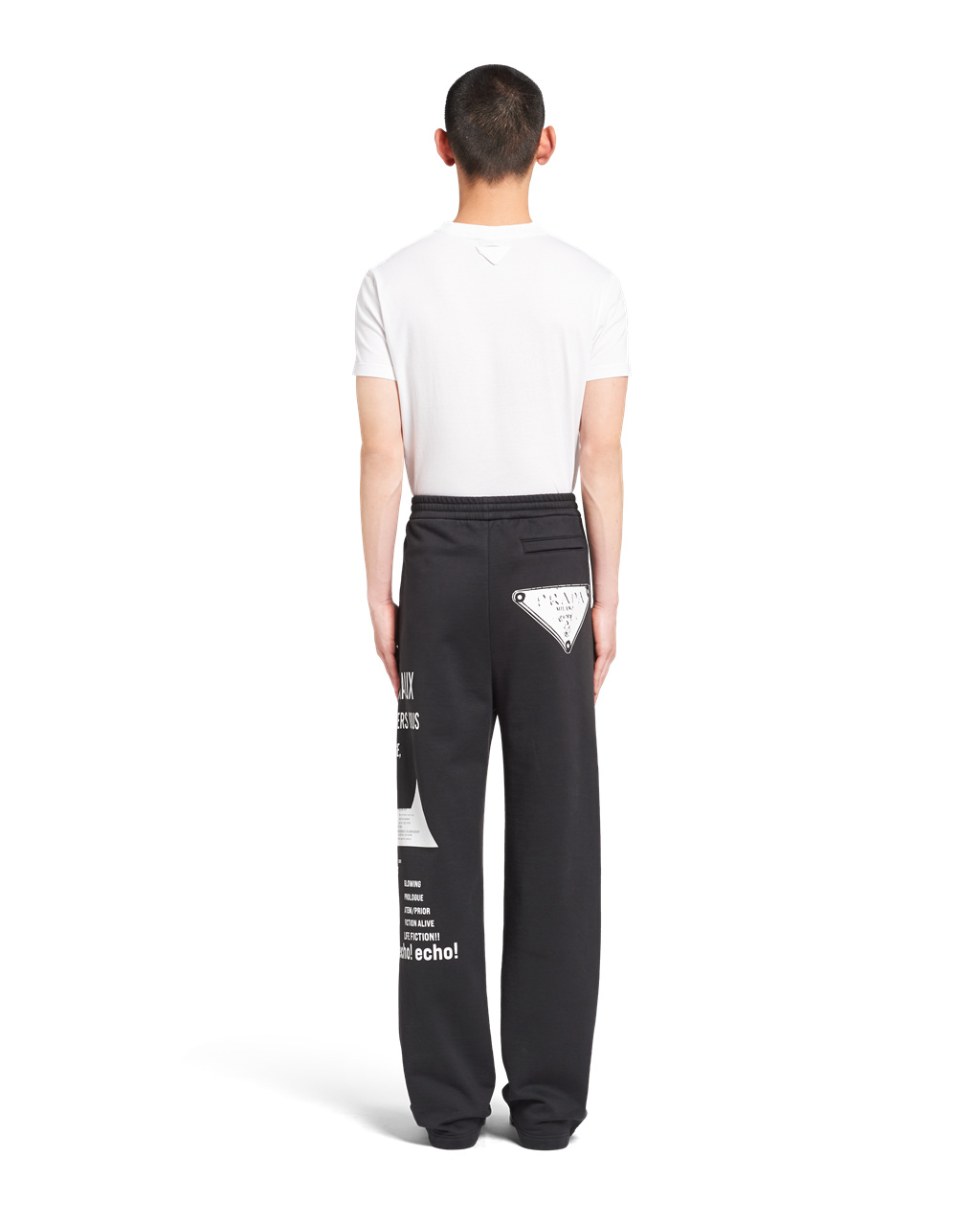 Prada Printed Cotton Fleece Pants Black / White | 2801PCSOH