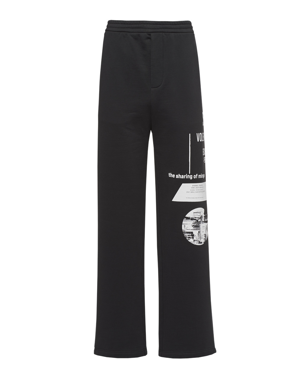 Prada Printed Cotton Fleece Pants Black / White | 2801PCSOH