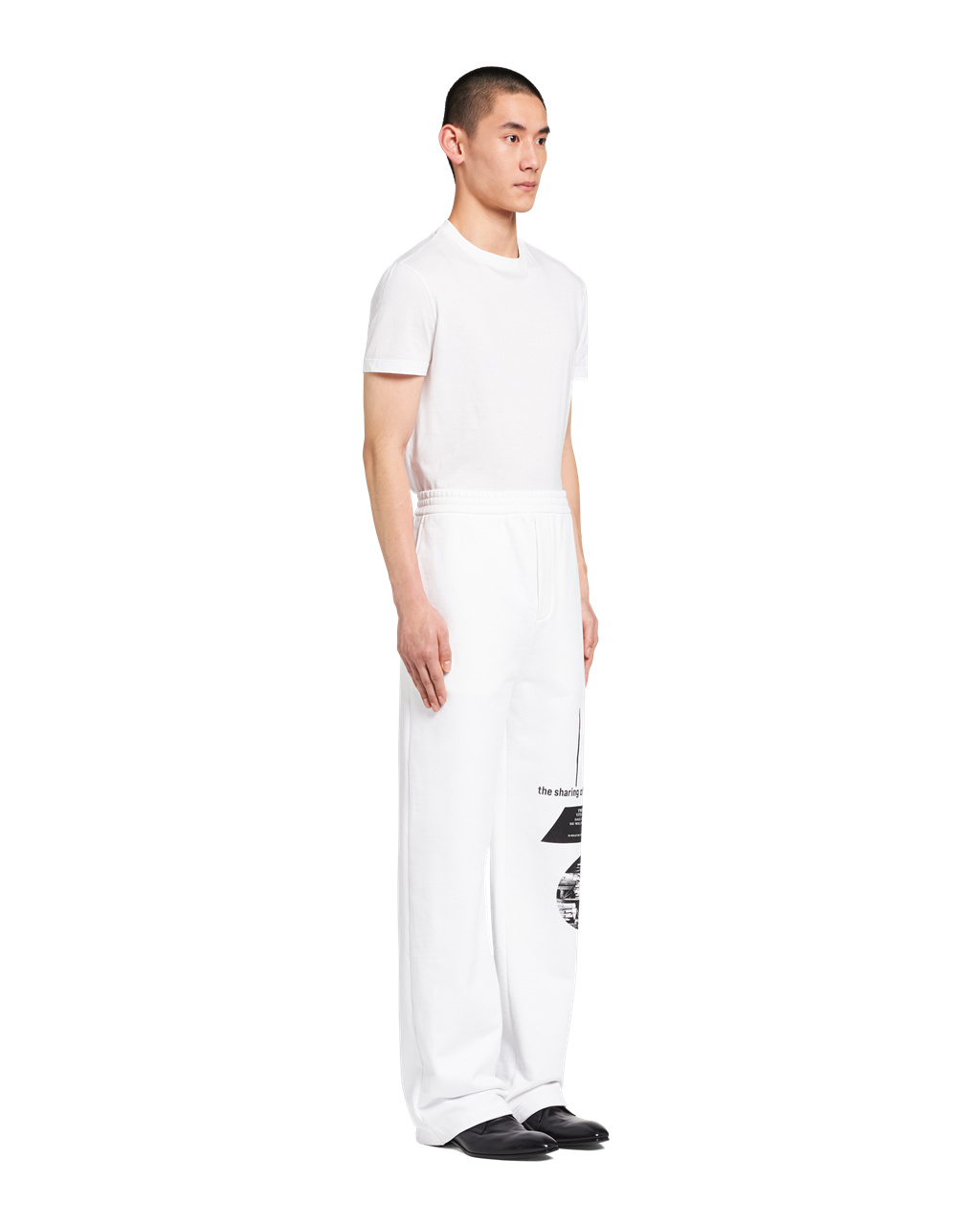 Prada Printed Cotton Fleece Pants White / Black | 3781YTQSD