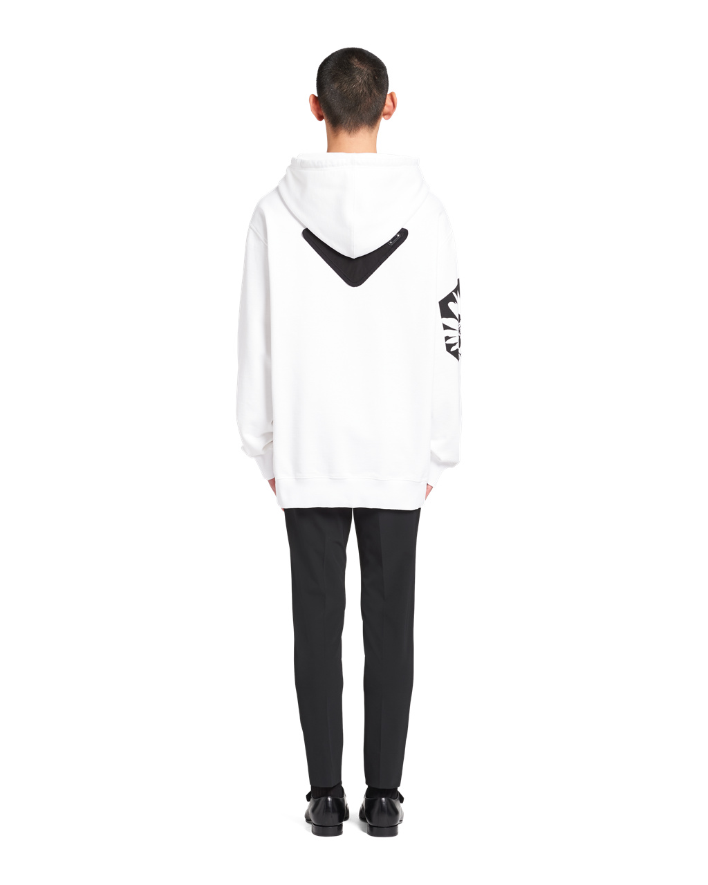 Prada Printed Cotton Fleece Sweatshirt White / Black | 4082ZBAMP