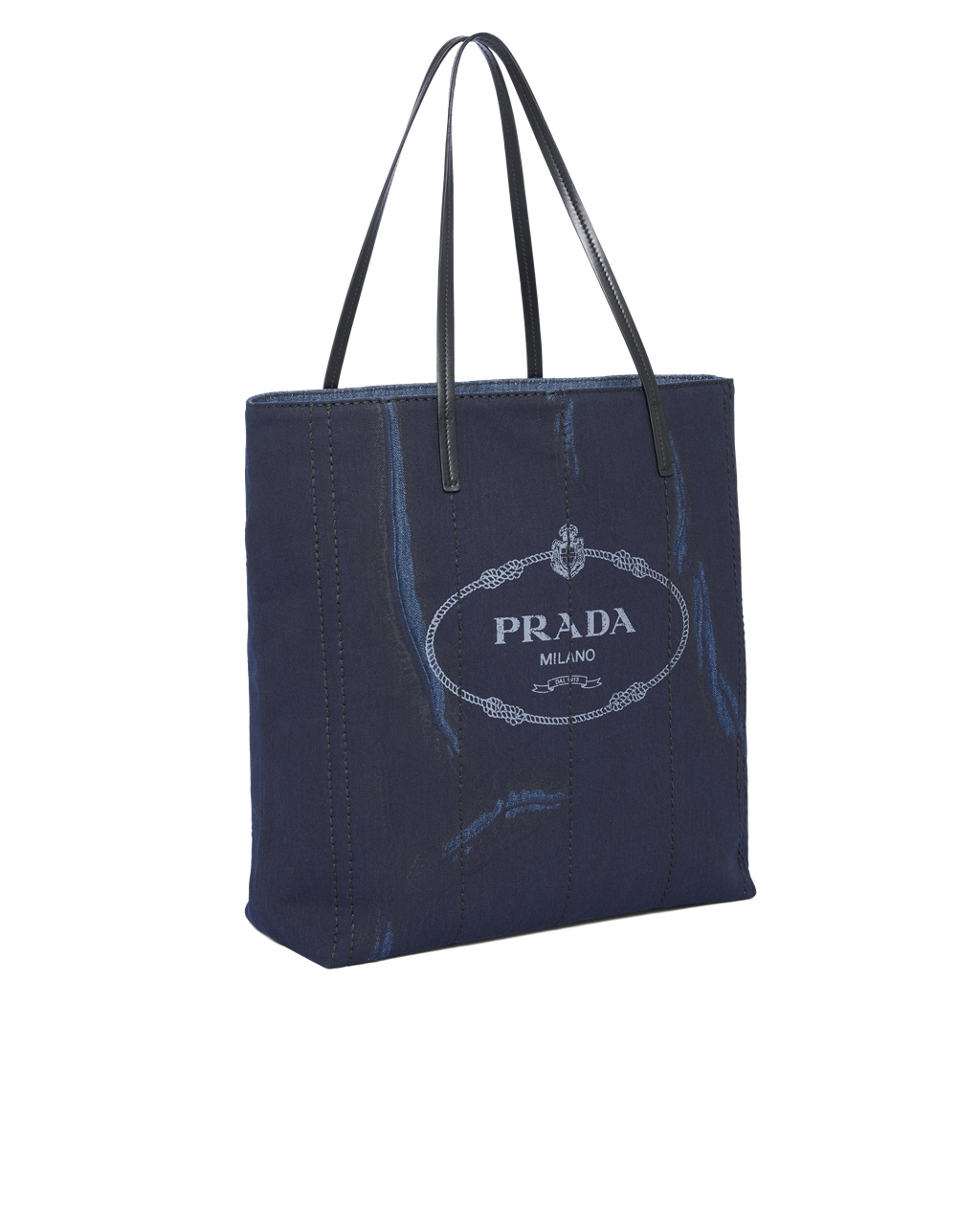 Prada Printed Denim Tote Blue / Black | 8321YUIEZ