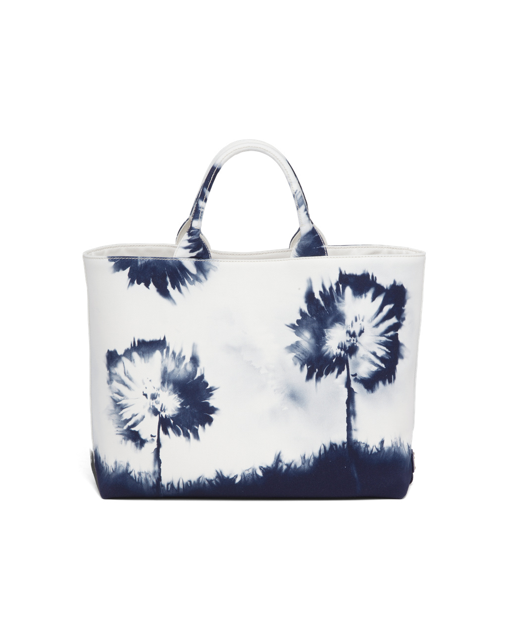 Prada Printed Drill Tote Bag White / Navy Blue | 5841ANRMP