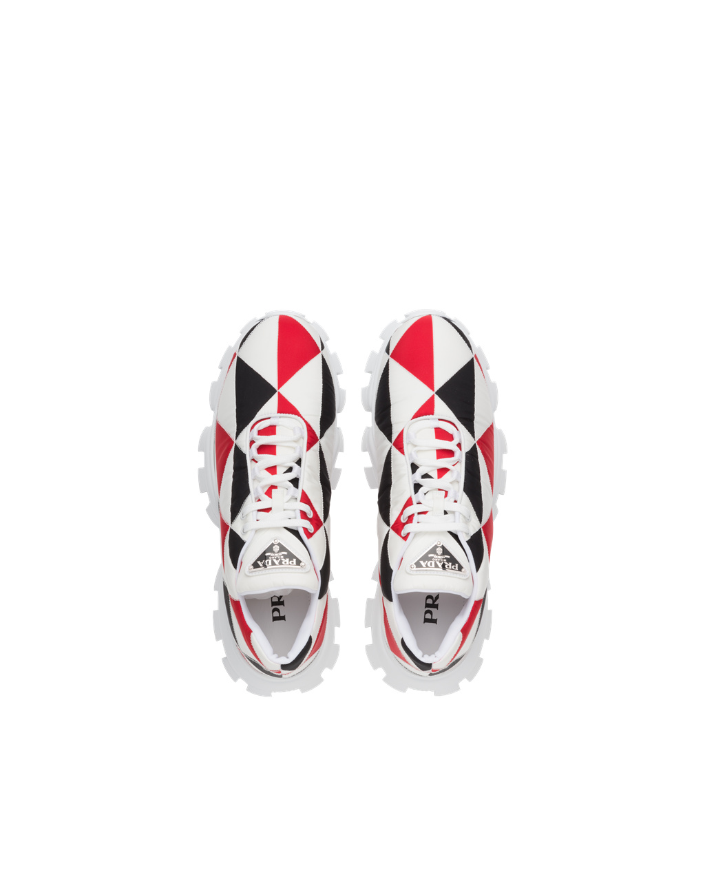 Prada Printed Nylon Sneakers Black / Red / White | 5296VSWXU