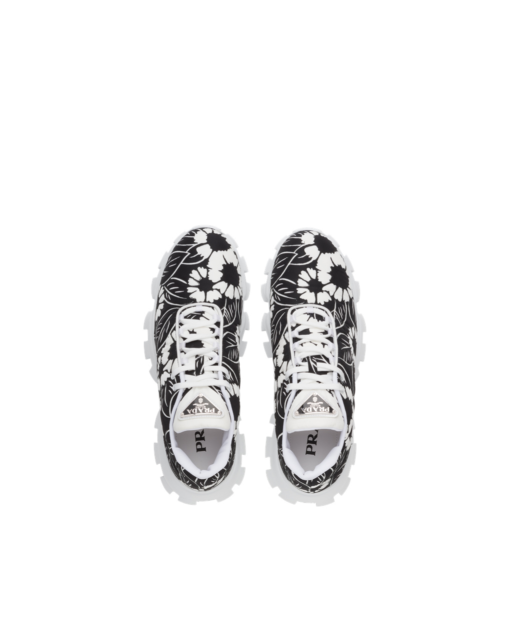 Prada Printed Nylon Sneakers Black / White | 4620IOJYT