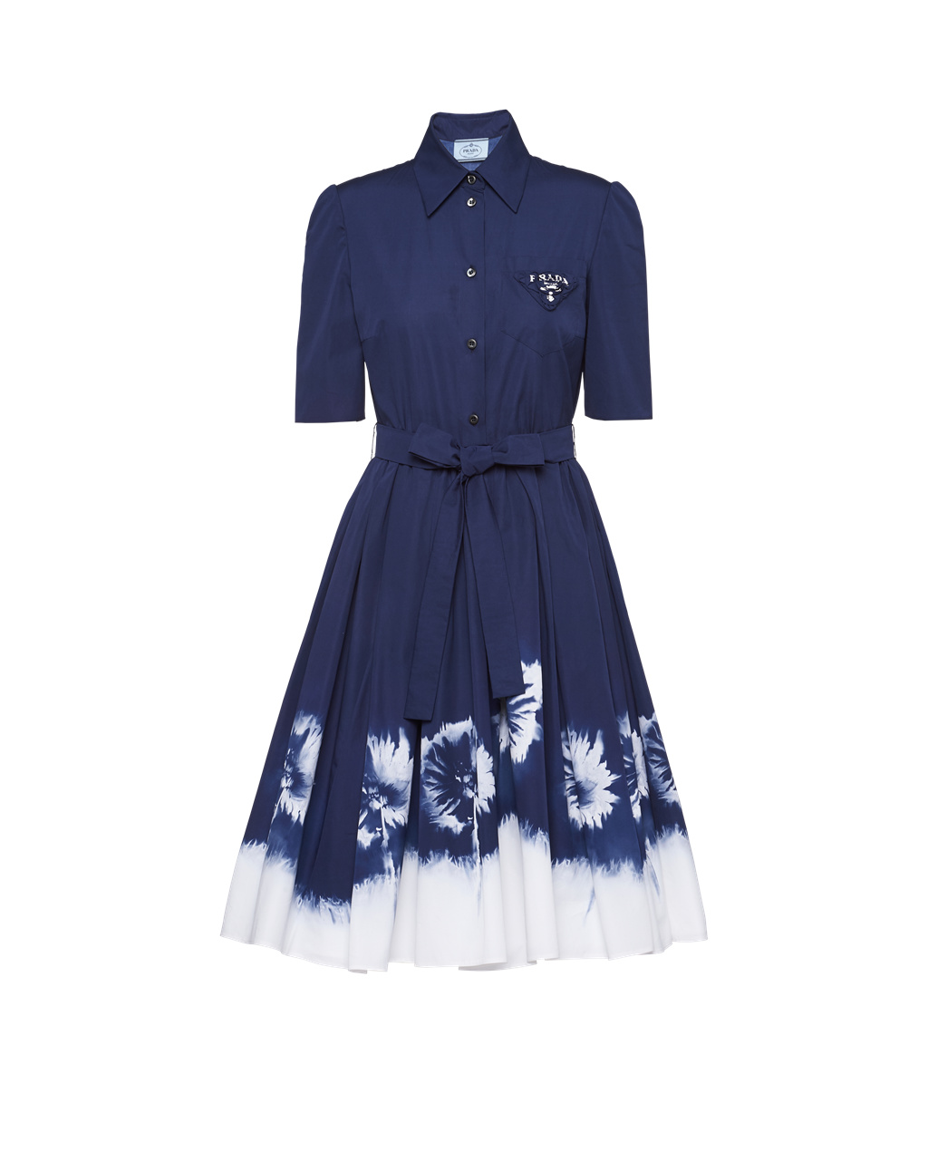 Prada Printed Poplin Dress Navy | 1258TZCAM