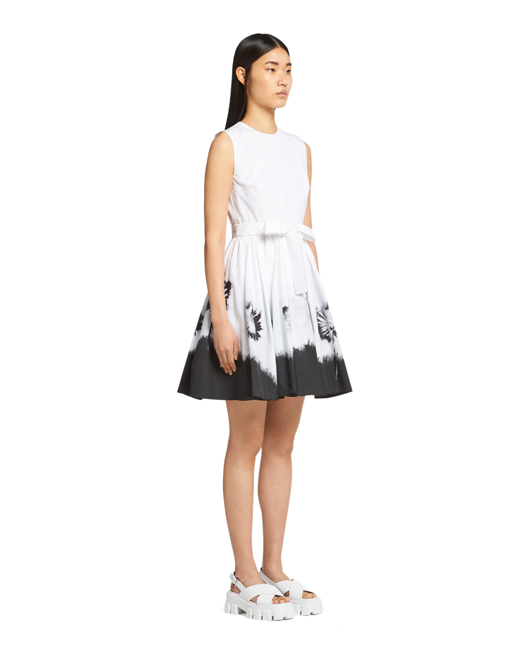 Prada Printed Poplin Dress White / Black | 5849JLQMY