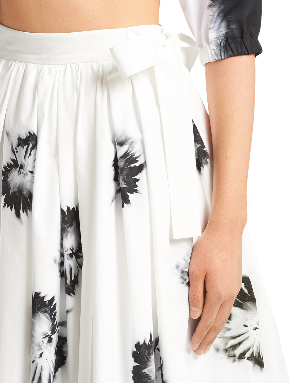 Prada Printed Poplin Skirt White / Black | 9576TIMHY