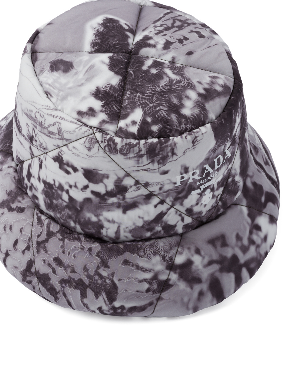 Prada Printed Re-nylon Bucket Hat Cloudy Gray | 0193MNWGE