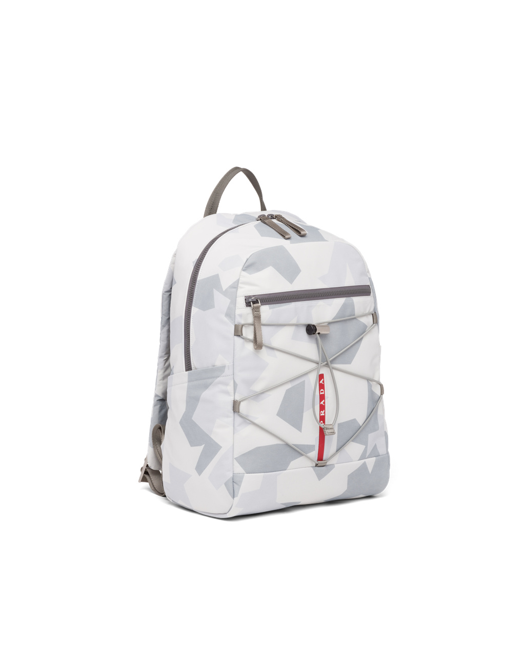 Prada Printed Technical Fabric Backpack Marble Gray | 5487TNWDO