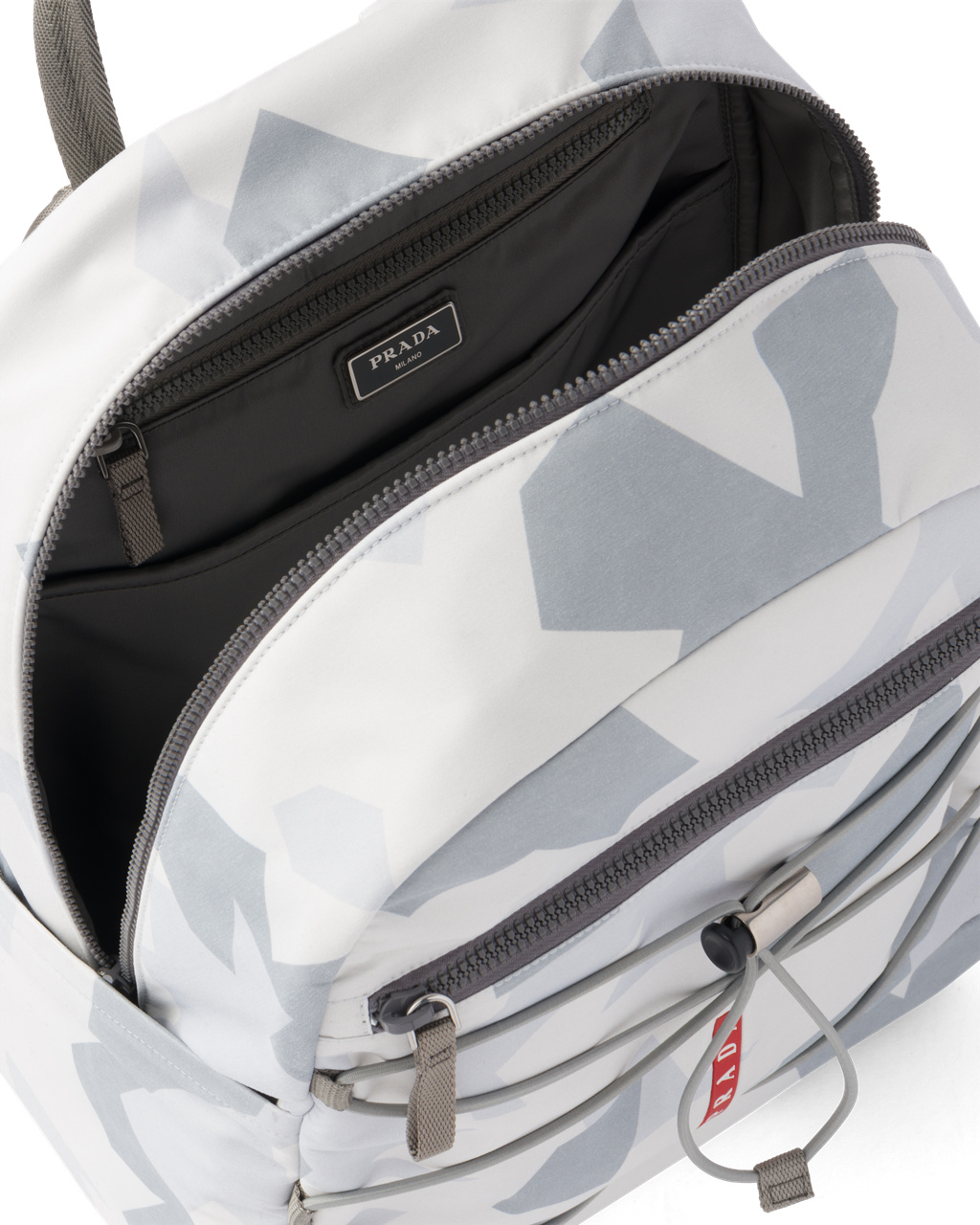 Prada Printed Technical Fabric Backpack Marble Gray | 5487TNWDO