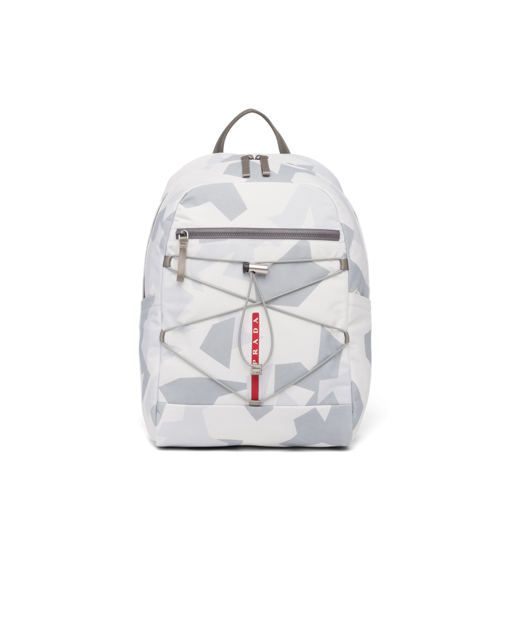 Prada Printed Technical Fabric Backpack Marble Gray | 5487TNWDO