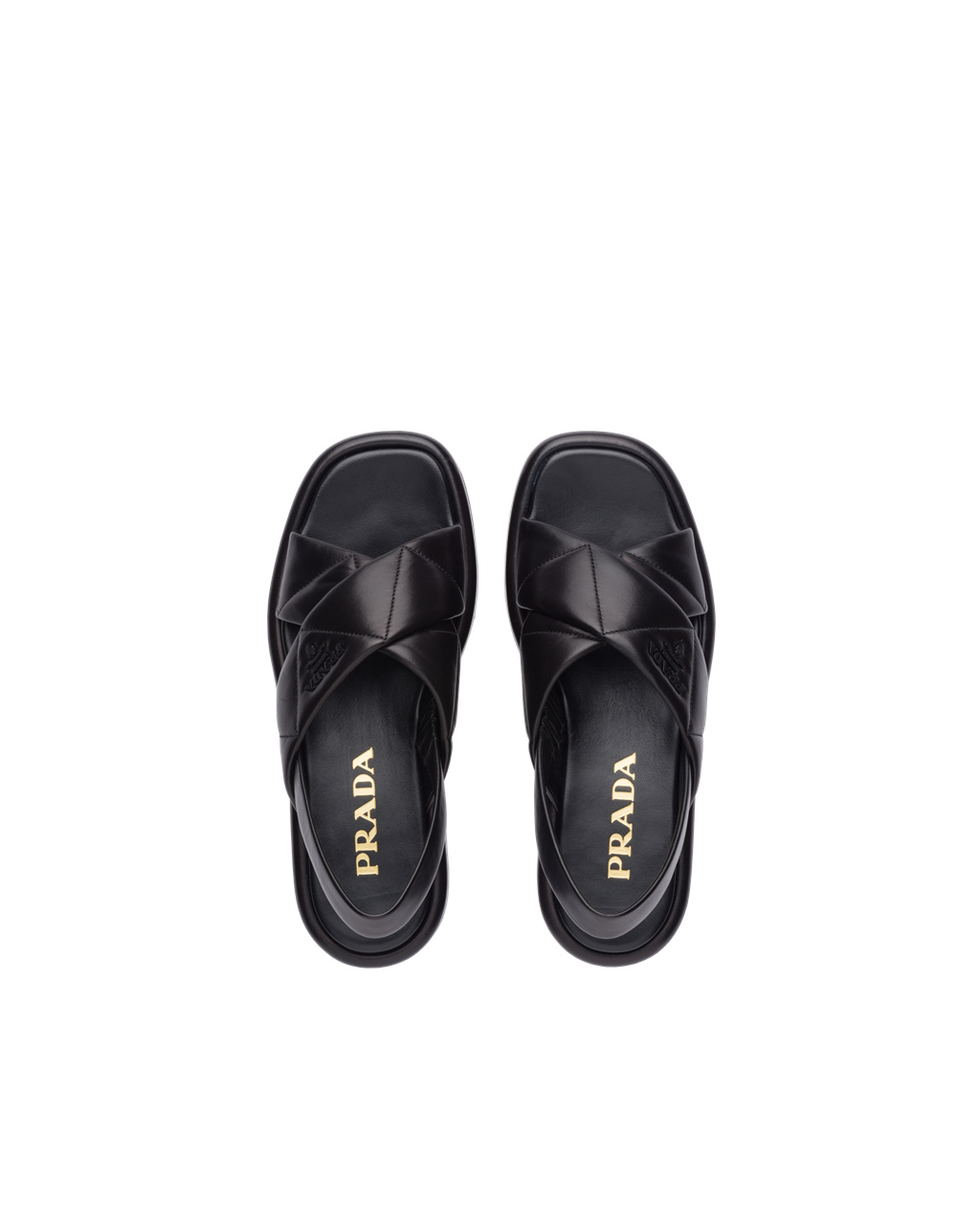 Prada Quilted Nappa Leather Flatform Sandals Black | 8456GISLR