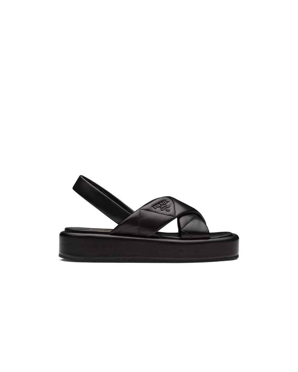 Prada Quilted Nappa Leather Flatform Sandals Black | 8456GISLR