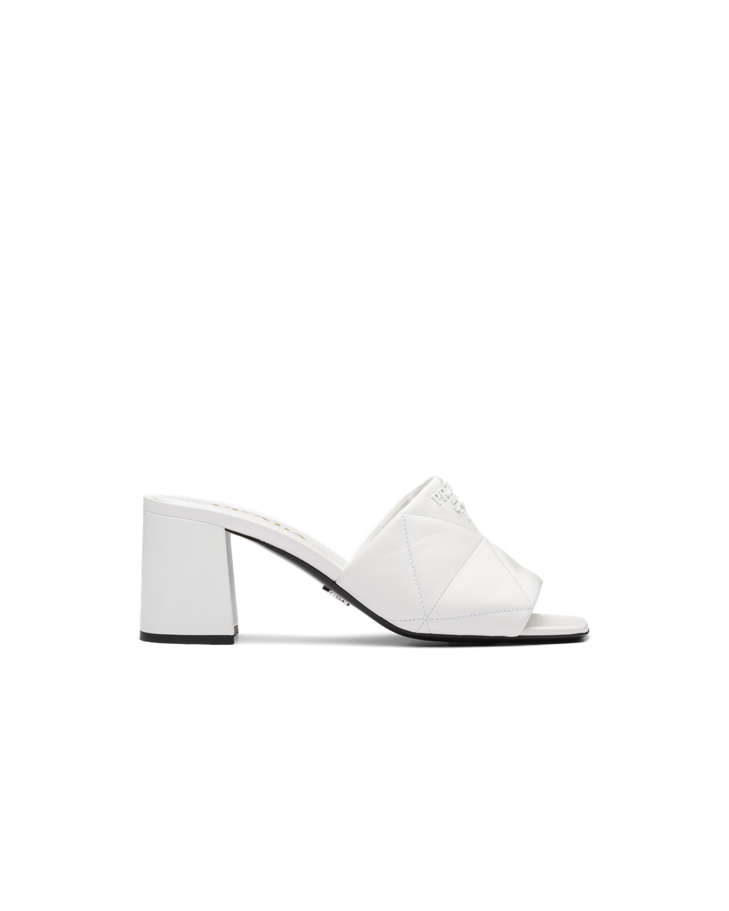 Prada Quilted Nappa Leather Heeled Sandals White | 5483MQCYI