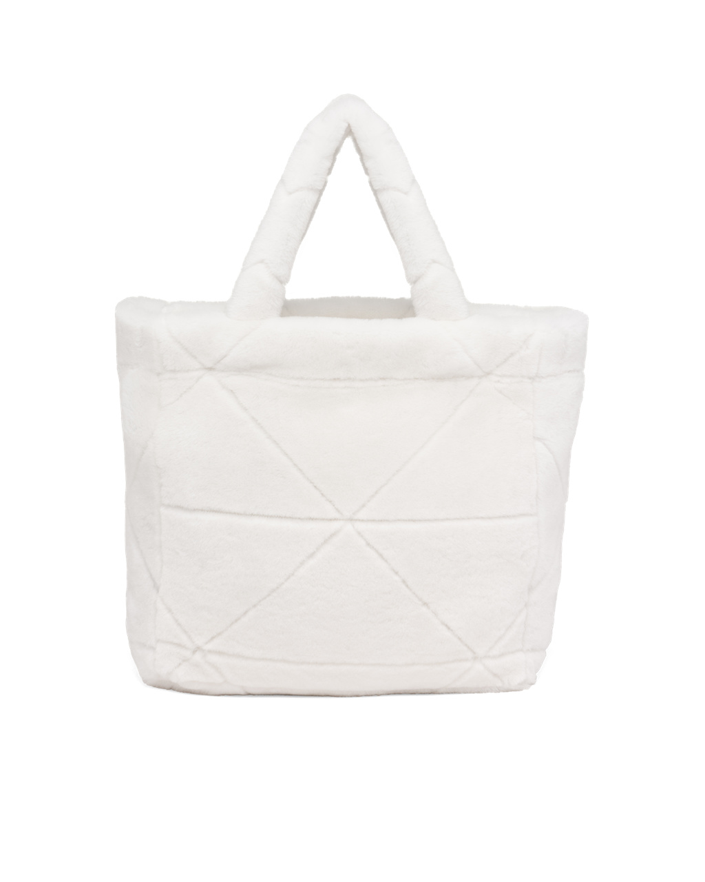 Prada Quilted Shearling Tote Bag White / Black | 5493SZVCU