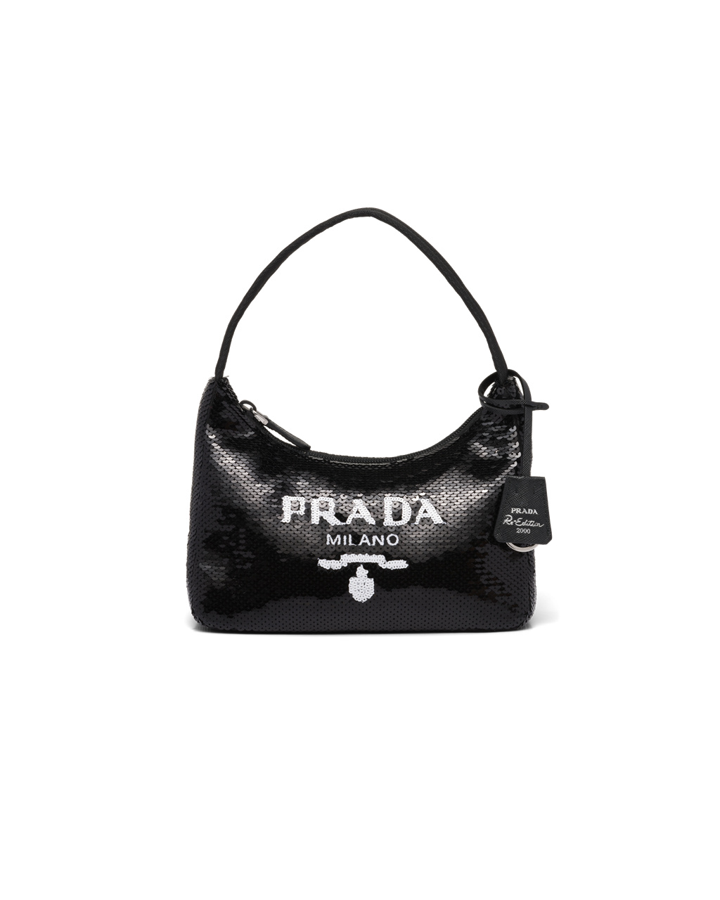 Prada Re-edition 2000 Sequined Re-nylon Mini-bag Black / White | 8194DSURN