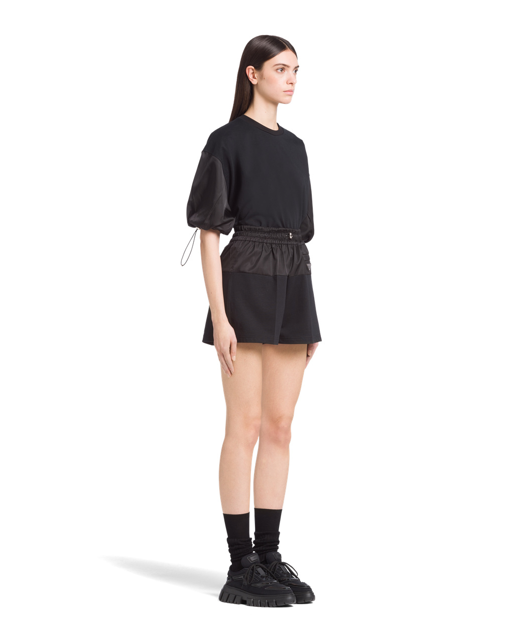 Prada Re-nylon And Jersey Shorts Black / Black | 5469NKYHP