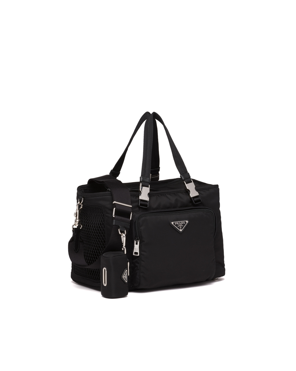 Prada Re-nylon And Saffiano Leather Pet Bag Black | 1240VFSUH