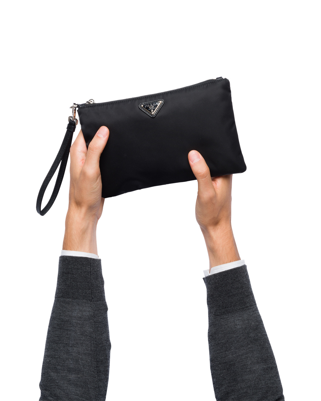 Prada Re-nylon And Saffiano Leather Pouch Black | 1675TUCVW