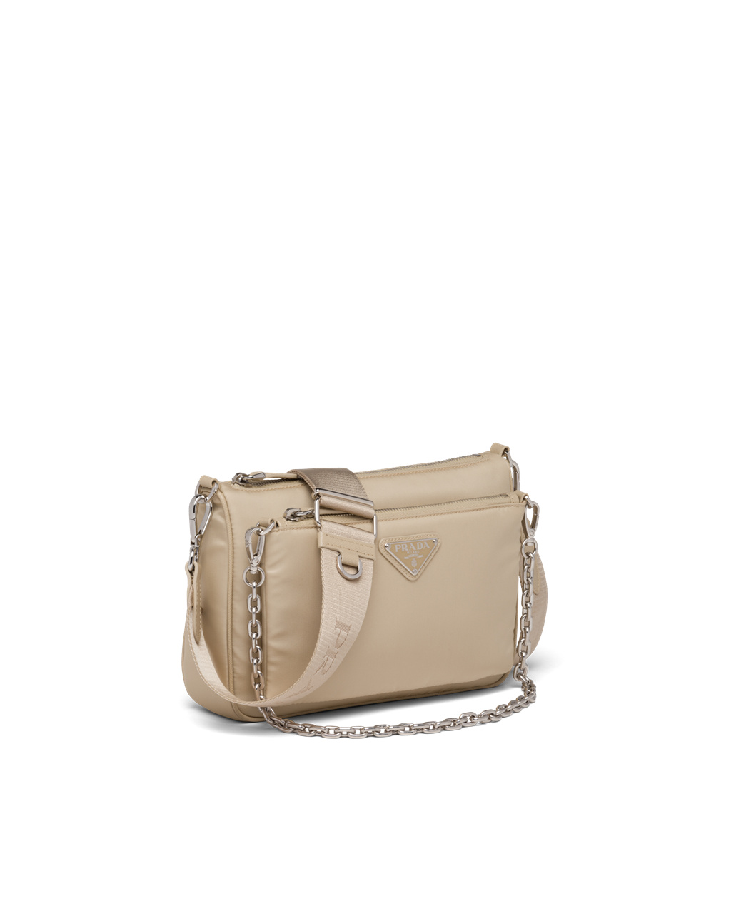 Prada Re-nylon And Saffiano Leather Shoulder Bag Desert Beige | 1248YPADG