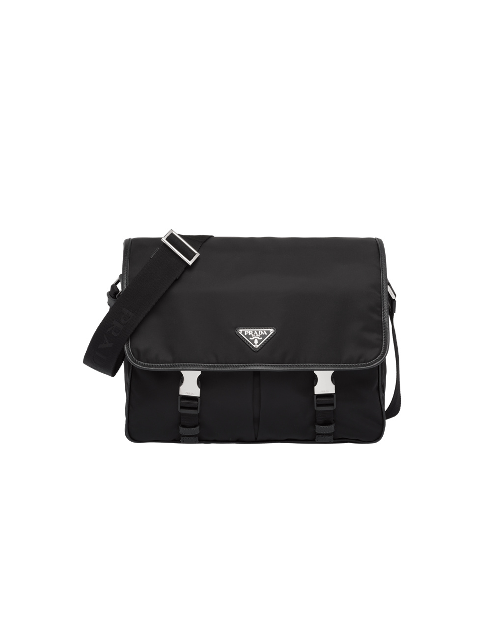 Prada Re-nylon And Saffiano Leather Shoulder Bag Black | 6930BUXNJ