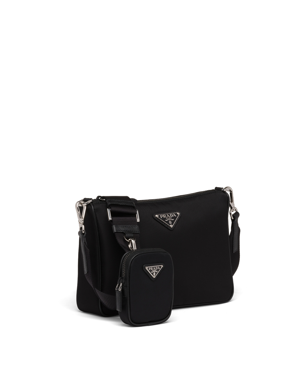 Prada Re-nylon And Saffiano Leather Shoulder Bag Black | 7268BNATF