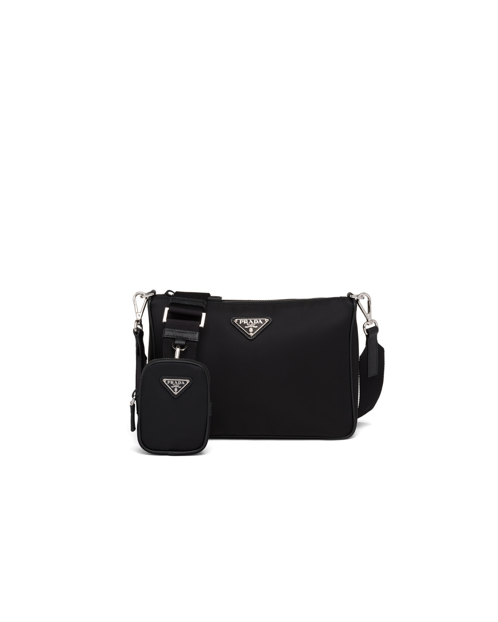 Prada Re-nylon And Saffiano Leather Shoulder Bag Black | 7268BNATF