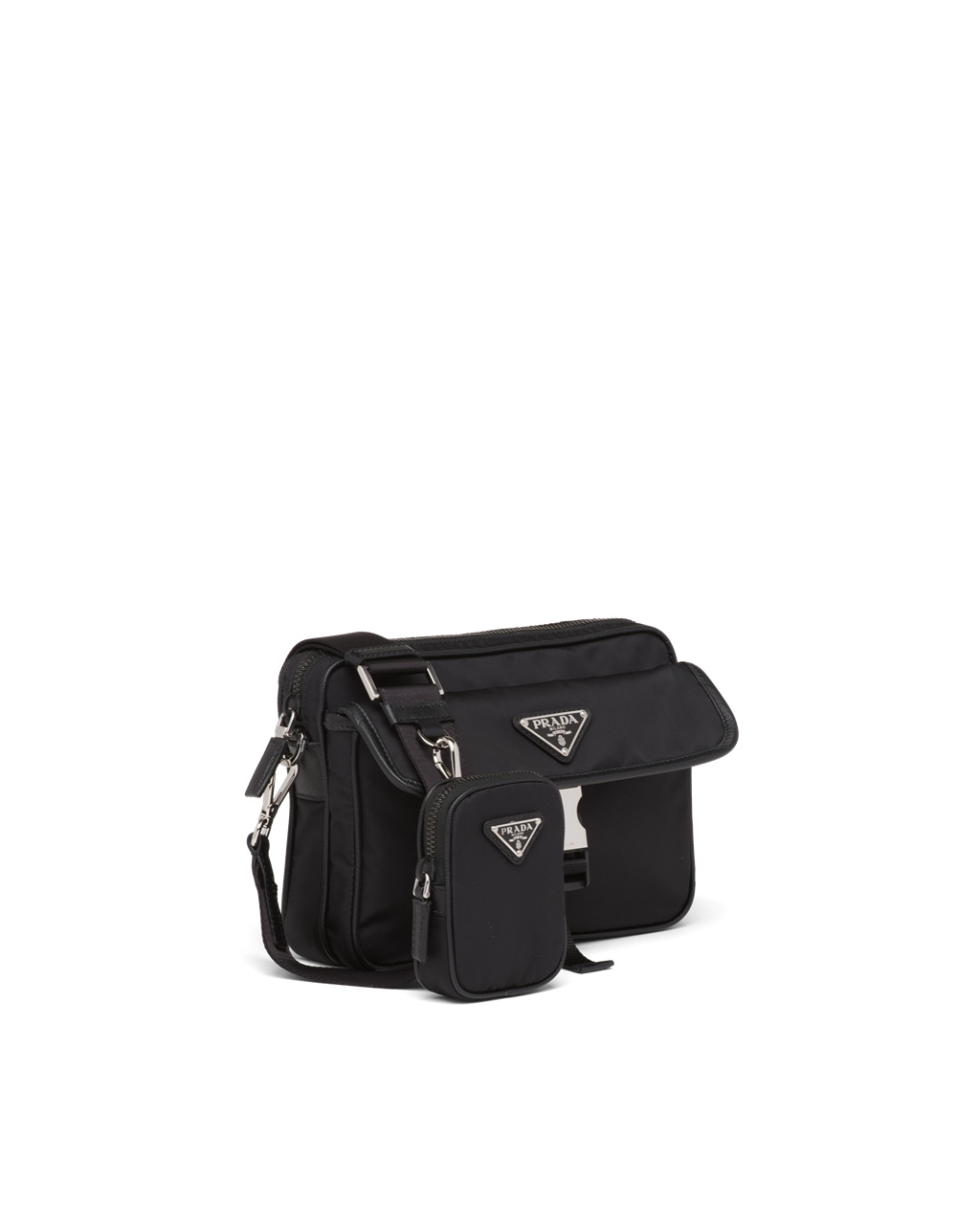 Prada Re-nylon And Saffiano Leather Shoulder Bag Black | 8926OWXFN