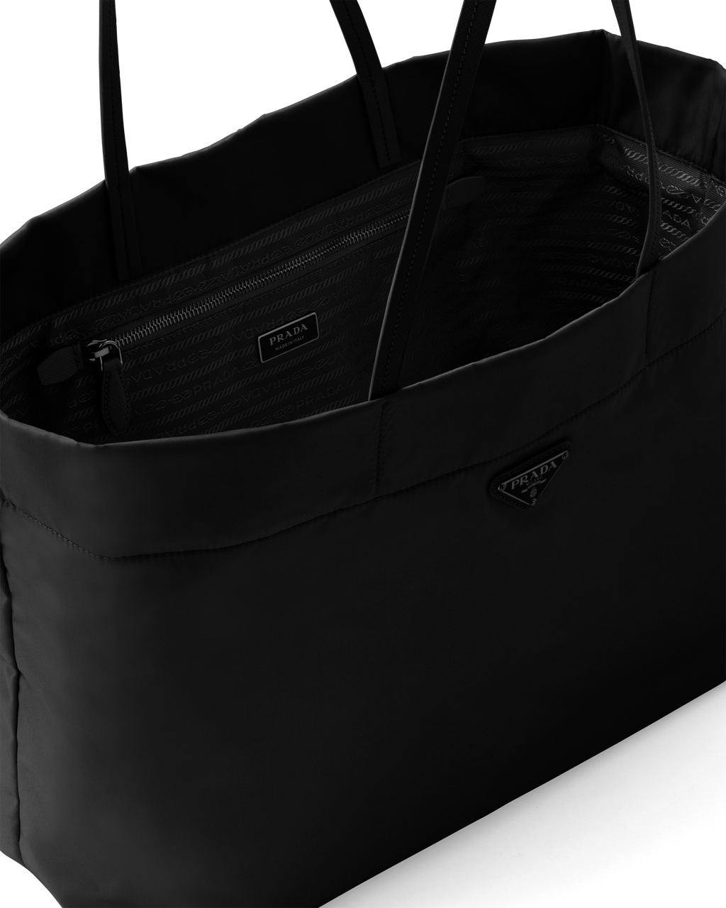 Prada Re-nylon And Saffiano Leather Tote Bag Black | 0561OQZUG