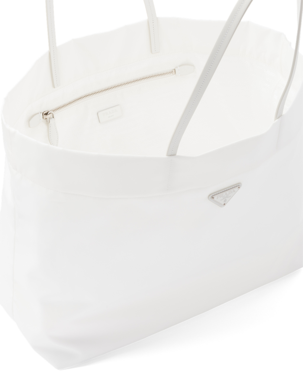 Prada Re-nylon And Saffiano Leather Tote Bag White | 9425LTNUJ