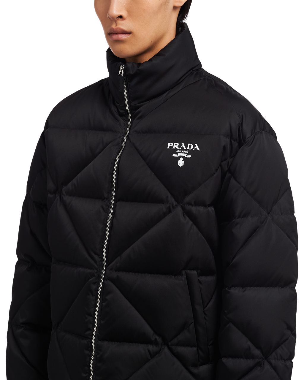 Prada Re-nylon Down Jacket Black | 4093JBOAF