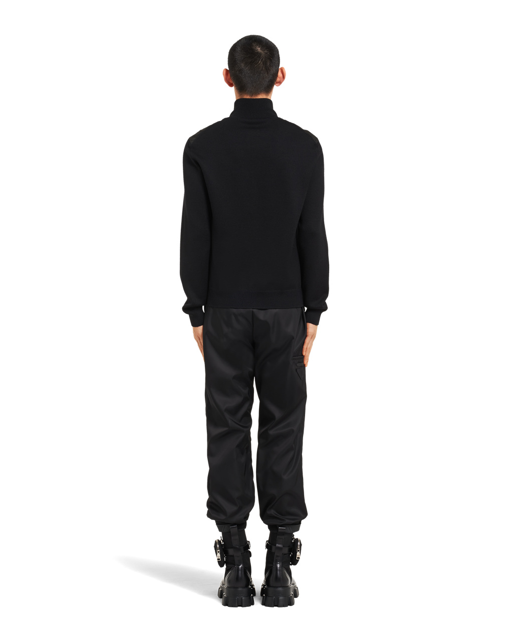 Prada Re-nylon Gabardine And Wool Cardigan Black | 3954APRMY